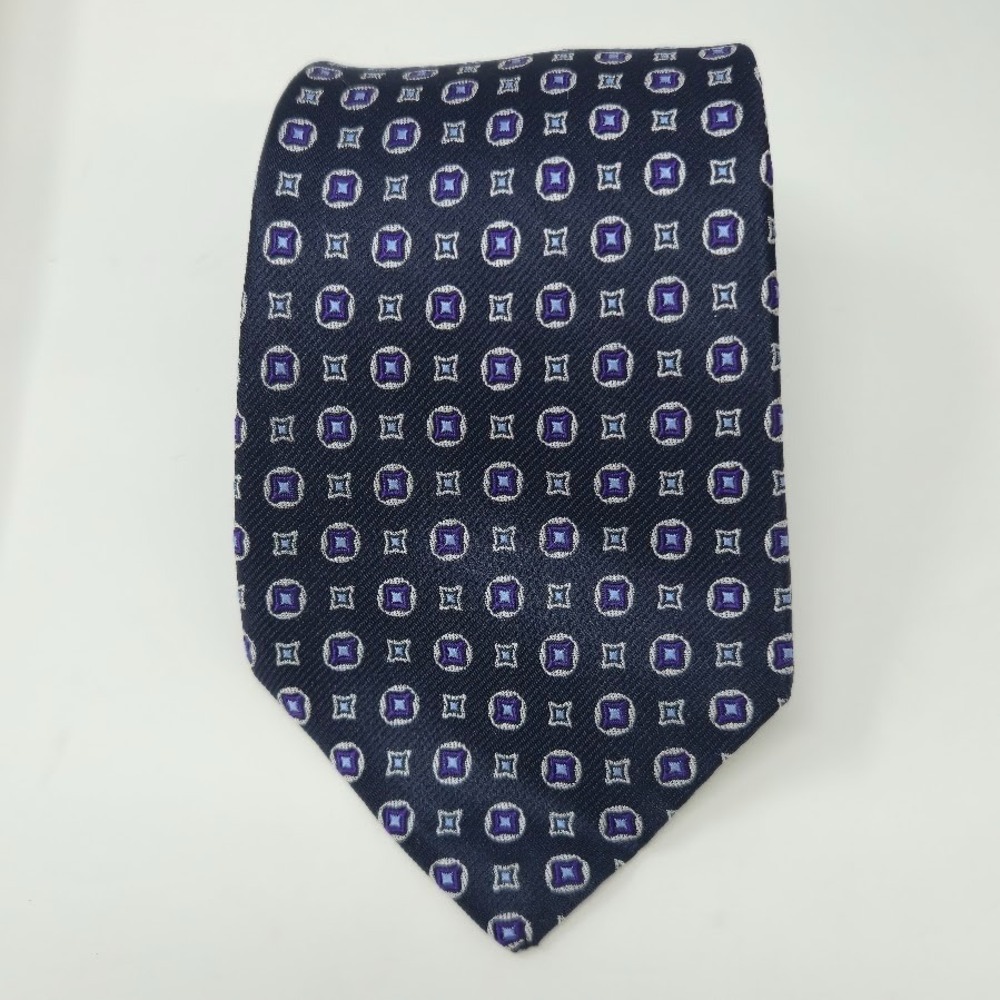 Croft & Barrow Blue Geometric‎ 100% Silk Tie